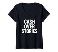 Mujer Declaración audaz de Cash Over Stories Camiseta Cuello V