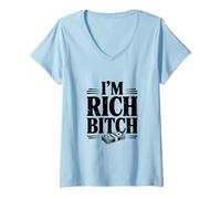 Mujer Declaración de I'm Rich Bitch para los Amantes de la Actitud adinerada Camiseta Cuello V