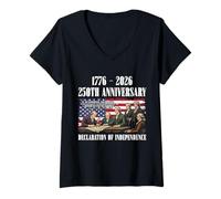 Mujer Declaración de Independencia 250 Aniversario Fundadores 1776 Camiseta Cuello V