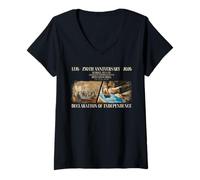 Mujer Declaración de Independencia 250 Aniversario Fundadores 1776 Camiseta Cuello V