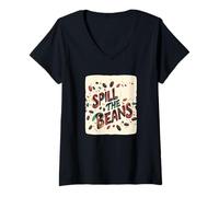 Mujer Declaración de Pretty Spill the Beans para los amantes del idioma Camiseta Cuello V