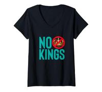 Mujer Declaración de protesta contra la Democracia contra la monarquía NO Kings Camiseta Cuello V