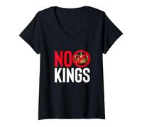 Mujer Declaración de protesta contra la Democracia contra la monarquía NO Kings Camiseta Cuello V