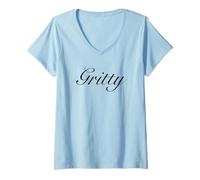 Mujer Declaración de una Palabra de guión arenoso Camiseta Cuello V
