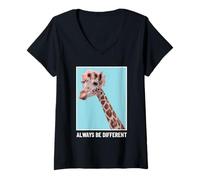 Mujer Declaración Divertida de Amor Propio Always Be Different Camiseta Cuello V