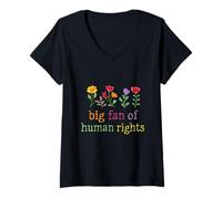 Mujer Declaración Floral de protesta por los Derechos Humanos Camiseta Cuello V