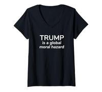 Mujer Declaración política audaz de Peligro Moral Global Camiseta Cuello V