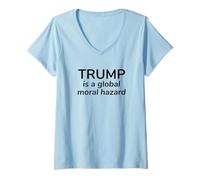 Mujer Declaración política audaz de Peligro Moral Global Camiseta Cuello V