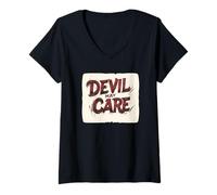 Mujer Declaración segura y audaz del diablo puede importarle Camiseta Cuello V