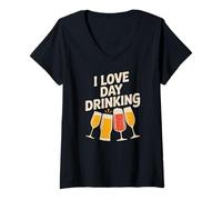 Mujer Declaración Social de I Love Day Drinking Fun Camiseta Cuello V