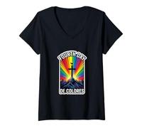 Mujer DeColores Cursillo Rainbow Gallo Católico Camiseta Cuello V