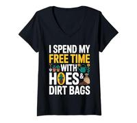 Mujer Dedico mi Tiempo Libre a Las Azadas y Las Bolsas de Tierra Camiseta Cuello V