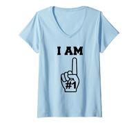 Mujer Dedo de Espuma I Am Number One Camiseta Cuello V