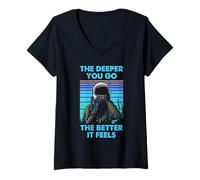 Mujer Deep Sea Diver Cita Buceo Gráfico Vintage Camiseta Cuello V
