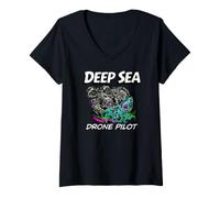 Mujer Deep Sea Drone Pilot ROV Submarine Squid Camiseta Cuello V