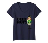Mujer Deez Nuts Funny Christmas Nutcracker Deez Nuts Camiseta Cuello V