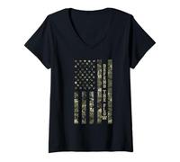 Mujer Defend The Flow American Flag Camouflage Patriotic USA Camiseta Cuello V