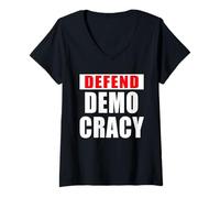 Mujer DEFENDE LA Democracia Bold Camiseta Cuello V