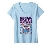 Mujer Defensor de Asuntos de Salud Mental Poner Fin al estigma de la Conciencia Camiseta Cuello V