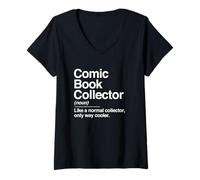Mujer Definición de coleccionista de cómics Sustantivo Divertido Hobby Humor Camiseta Cuello V