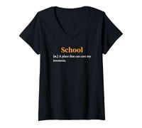 Mujer Definición de la Escuela Divertido Estudiante Universitario Aula Humor Broma Camiseta Cuello V