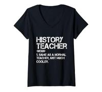 Mujer Definición de Profesor de Historia Regreso a Clases Primer día Divertido Camiseta Cuello V