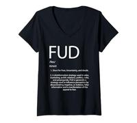 Mujer Definición FUD Miedo Mezclado con Duda e incertidumbre FUD Camiseta Cuello V