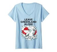Mujer Deja a Groenlandia en Paz Camiseta Cuello V