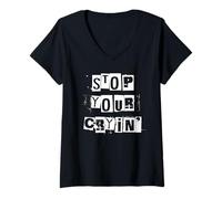 Mujer Deja de Llorar Camiseta Cuello V