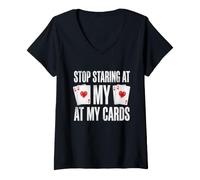 Mujer Deja de Mirar a mis Cartas Poker Player Camiseta Cuello V