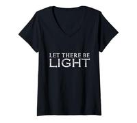 Mujer Deja Que Haya luz Camiseta Cuello V