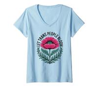 Mujer Deja Que Las Personas Trans florezcan - Vibrant Pride Ally Flower Pretty Camiseta Cuello V