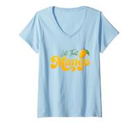 Mujer Deja Que Mango Funny Beach Vacation Party Gen Alpha Meme Camiseta Cuello V