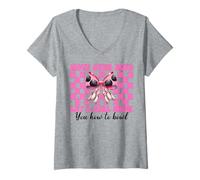 Mujer Deja que una chica te muestre cómo jugar bolos Bowler Chica Mamá Mamá Camiseta Cuello V