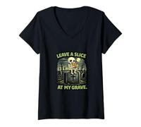 Mujer Deja una porción en mi Tumba Esqueleto Hambriento Amante de Camiseta Cuello V