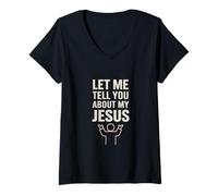 Mujer Déjame contarte Acerca de mi fe Cristiana de Jesús Camiseta Cuello V