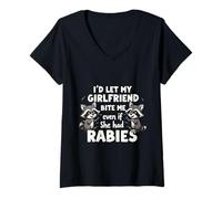Mujer Dejaría Que mi Novia me mordiera Incluso si tuviera Rabia Camiseta Cuello V