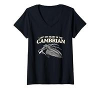 Mujer Dejé mi corazón en el Cámbrico Funny Marrella Prehistoric Camiseta Cuello V