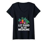 Mujer Deje que la comida sea su medicina Nutricionista Dietista Camiseta Cuello V