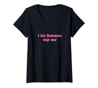 Mujer Dejé que las mujeres me superen, Orgullo lésbico LGBTQ Camiseta Cuello V