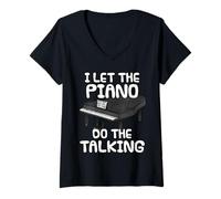 Mujer Dejo que el piano hable, pianista introvertido Camiseta Cuello V