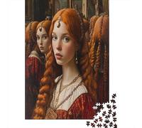 Mujer del Espejo Rompecabezas para Adultos 70x50cm/1000pcs,Juegos De Desafío De Red-Haired People in Medieval England