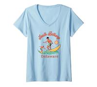 Mujer Delaware South Bethany Surfer DE Surfing Beach Vacaciones Camiseta Cuello V
