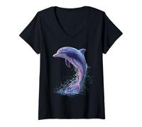 Mujer Delfín Buceador Delfines Océano Lindo Delfines Delfín Camiseta Cuello V