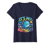 Mujer Delfín Feliz Cumpleaños para Niña Mujer Camiseta Cuello V