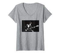 Mujer Delgada Lizzy Phil Lynott Bailando En La Lectura De La Luz De La Luna 1977 Camiseta Cuello V