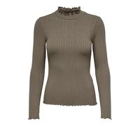 Mujer Delgado Manga Camiseta Básica Cuello Alto Sudadera Elástica JDYFRANSISKA, Color:Marrón, Talla:XL