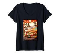 Mujer Delicioso sándwich Italiano Panini Camiseta Cuello V