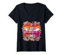 Mujer Demasiado Lindo para Ser Heterosexual Divertido Lesbi Camiseta Cuello V