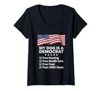 Mujer Democracia Camiseta Divertida Política Liberal Demócrata Camiseta Cuello V